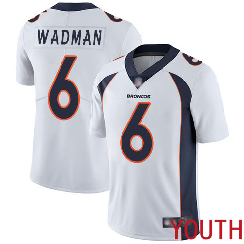 Youth Denver Broncos 6 Colby Wadman White Vapor Untouchable Limited Player Football NFL Jersey